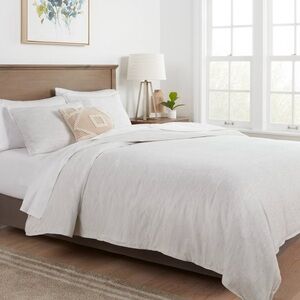 Cotton/Linen Light Grey Threshold Duvet Cover Set